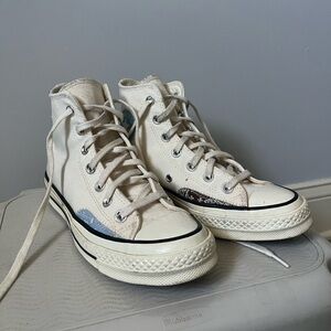 Chuck Taylor Converse Brown and Blue Stitched